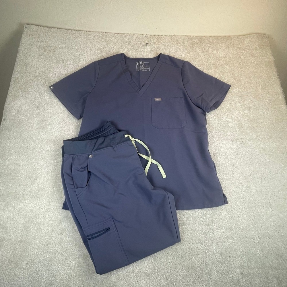FIGS Scrub Set Womens XL Zamora Jogger Catarina Top Space Navy Dental Workwear